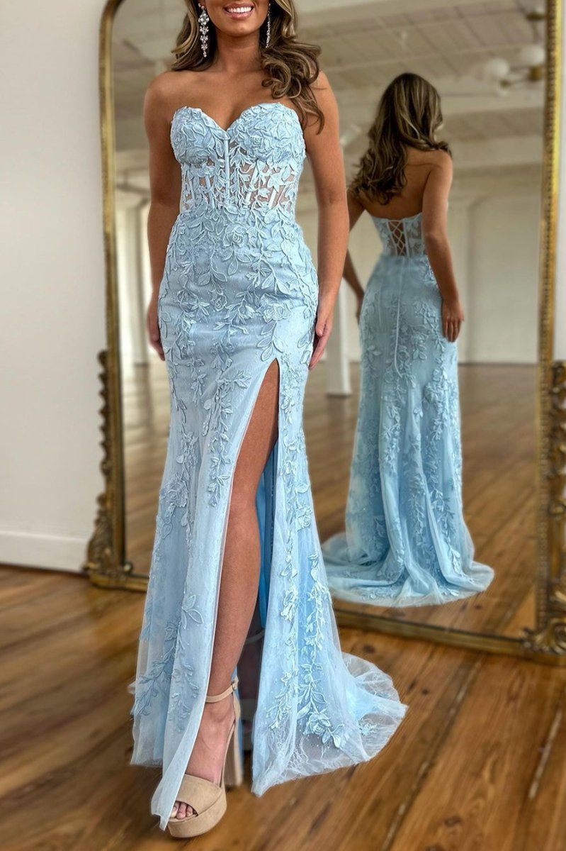 Strapless Satin Mermaid Prom Dress
