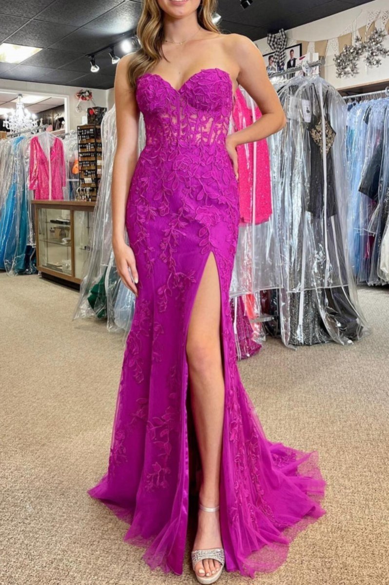 Strapless Satin Mermaid Prom Dress