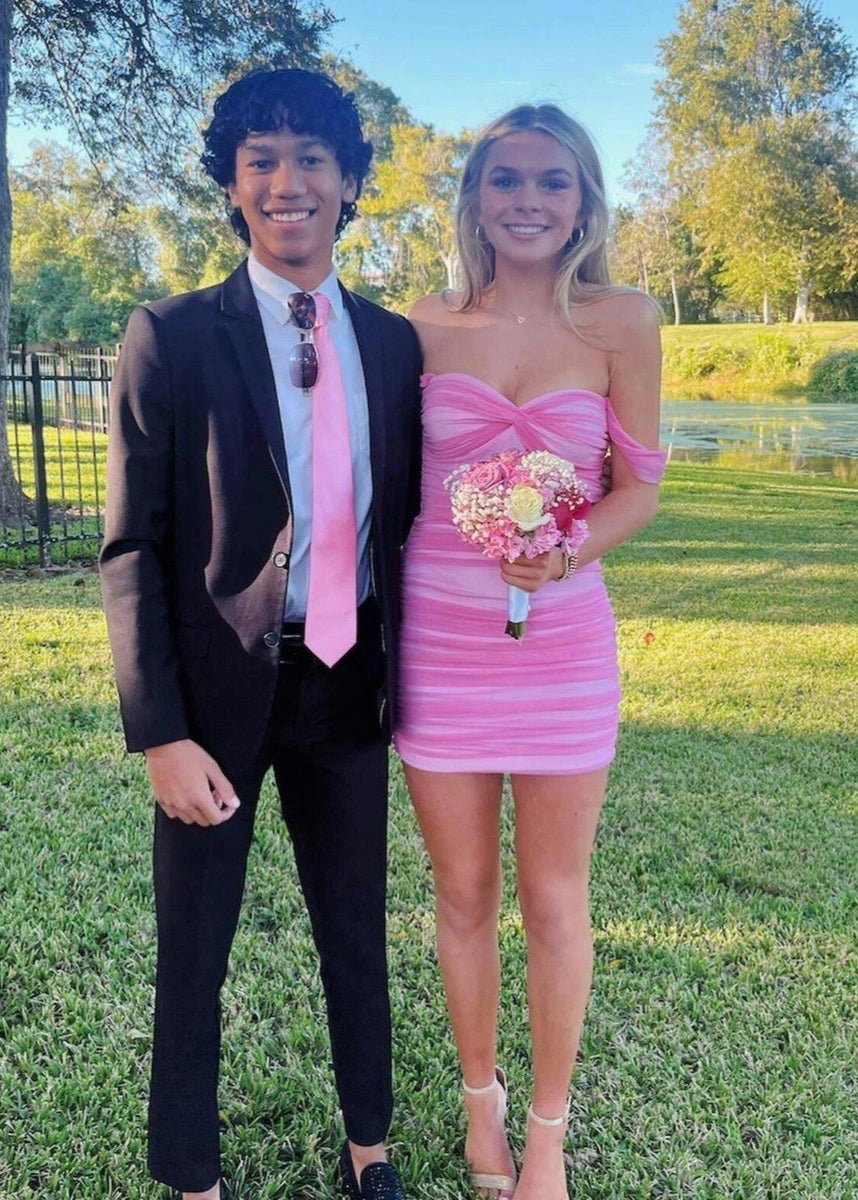 V-Neck Satin Homecoming Dress