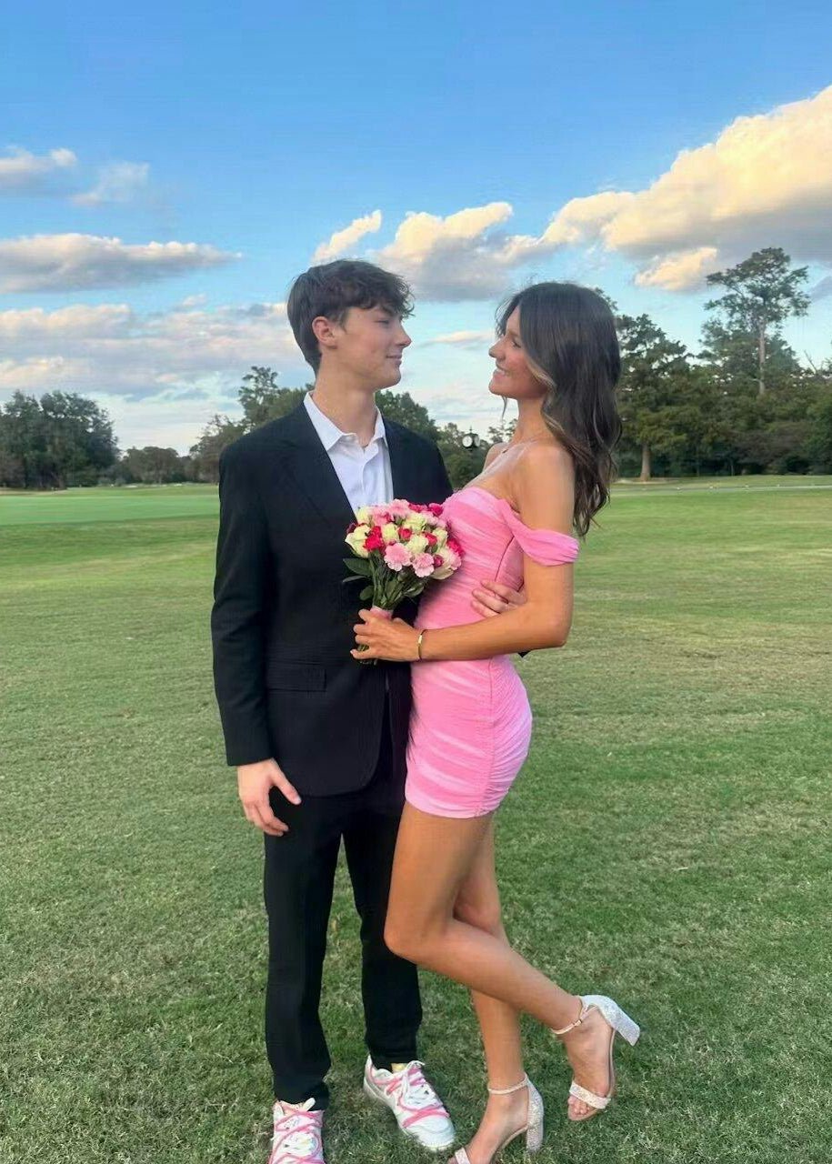 V-Neck Satin Homecoming Dress