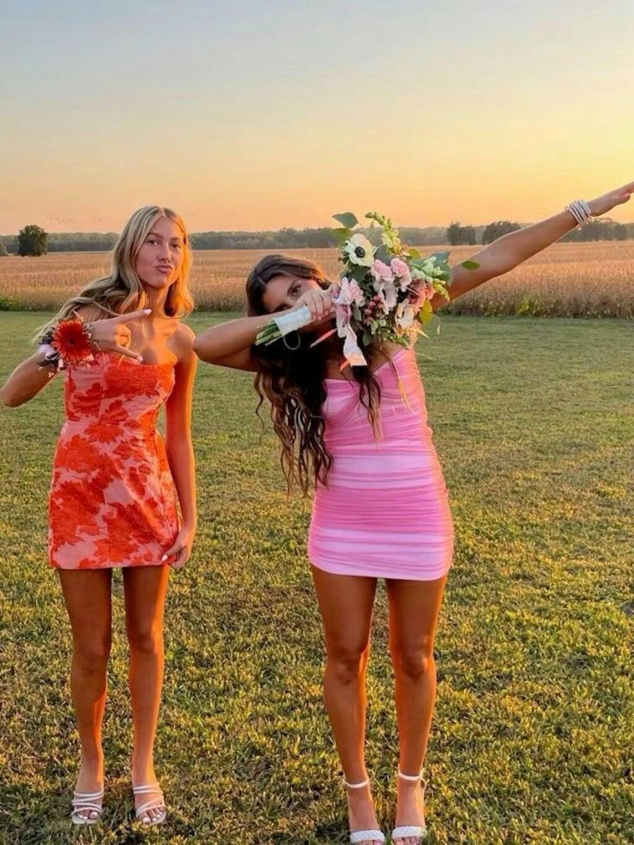 V-Neck Satin Homecoming Dress