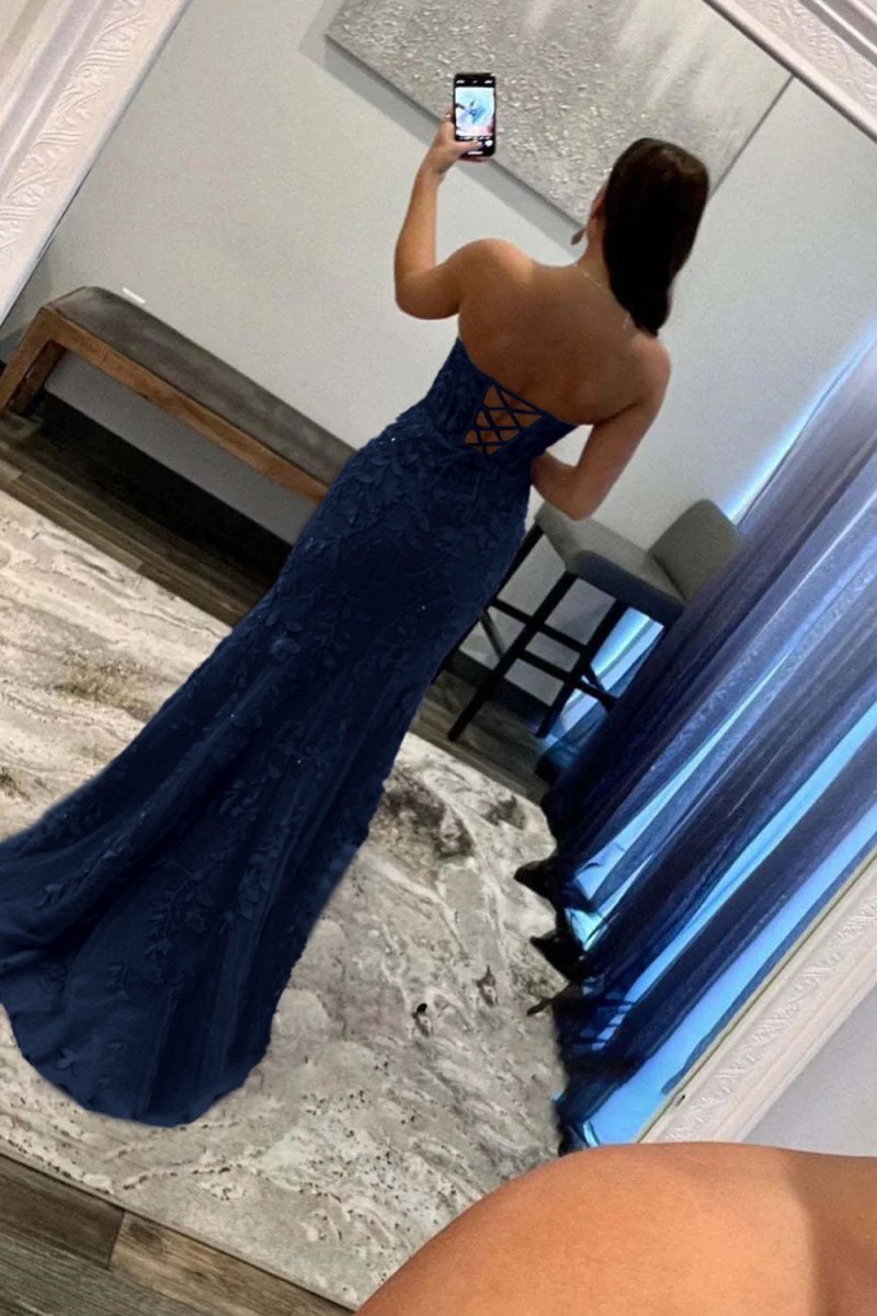 Strapless Satin Mermaid Prom Dress