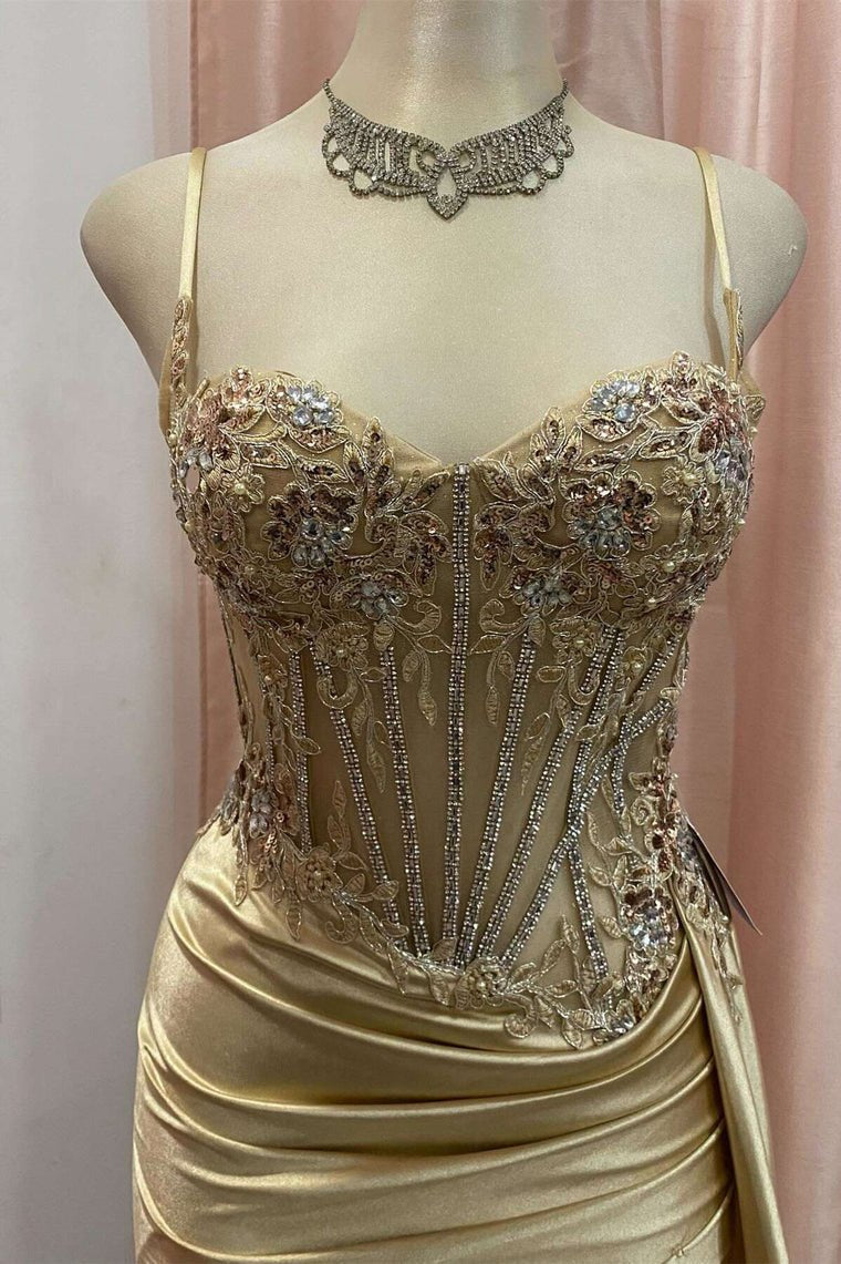 Spaghetti Strap Satin Mermaid Prom Dress