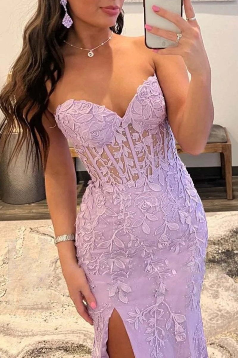 Strapless Satin Mermaid Prom Dress