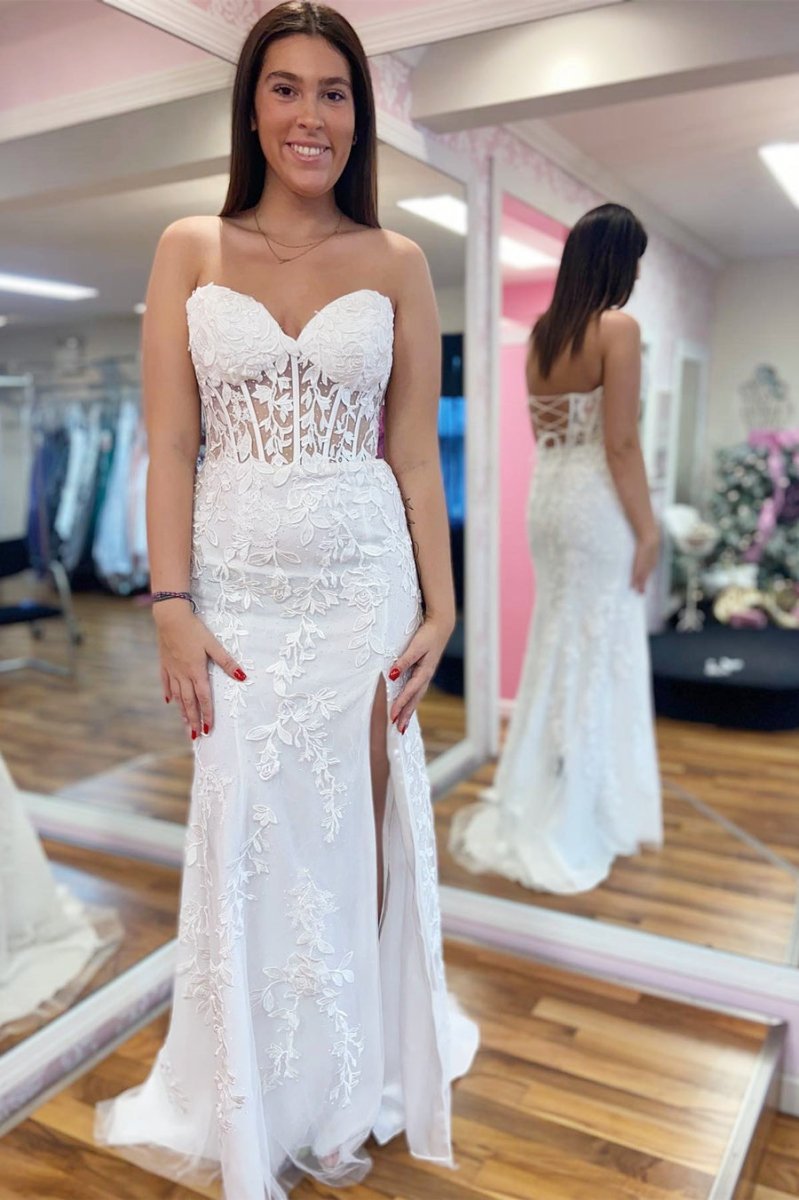 Strapless Satin Mermaid Prom Dress