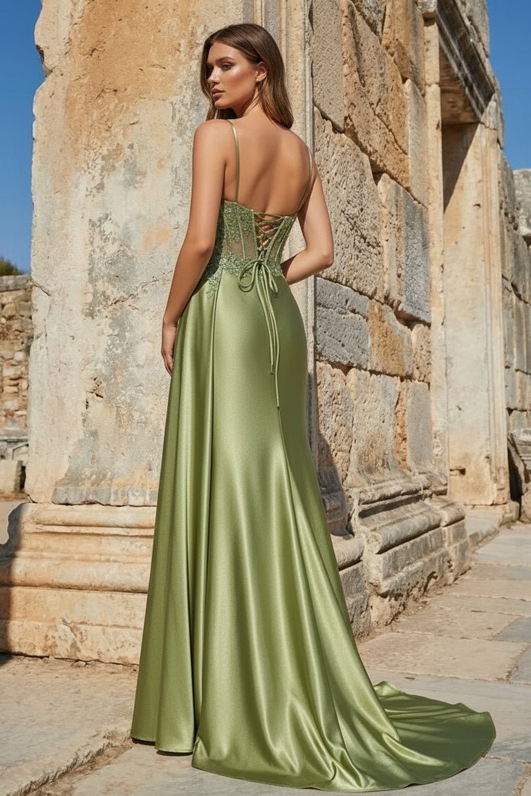 Spaghetti Strap Satin Mermaid Prom Dress