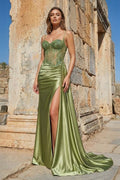 Spaghetti Strap Satin Mermaid Prom Dress
