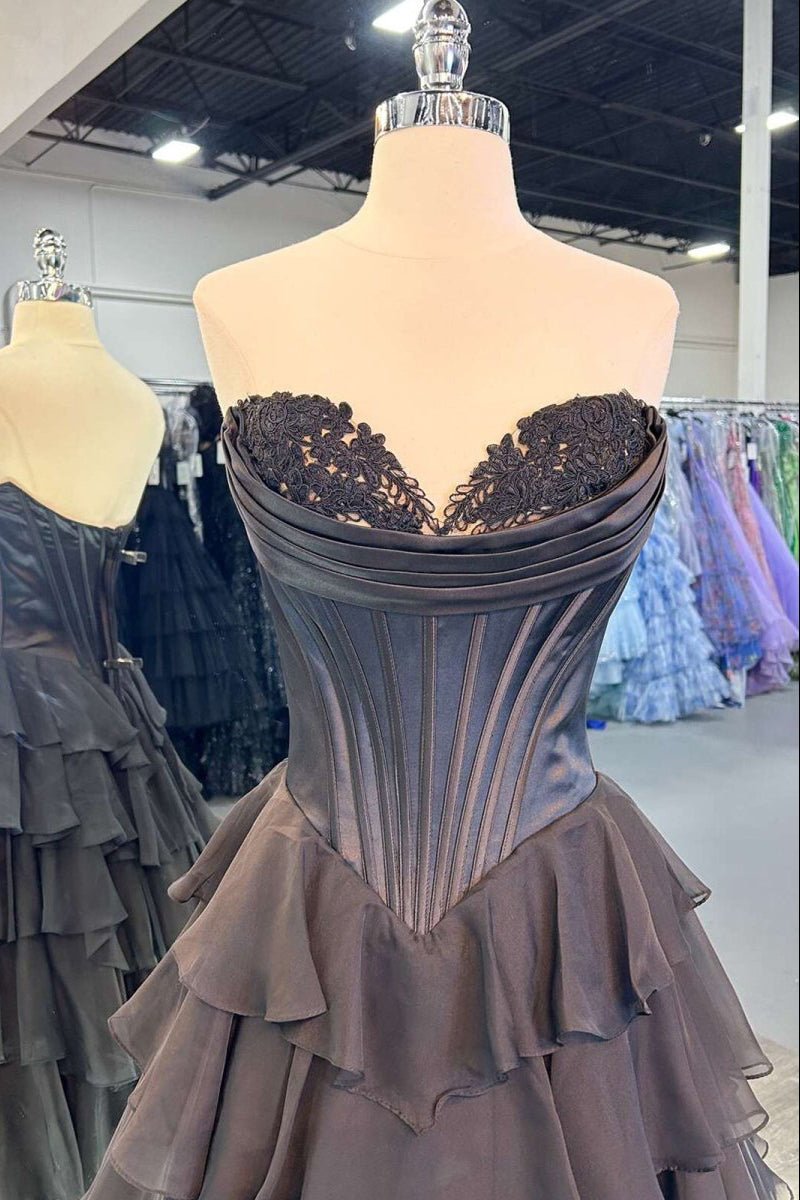 Strapless Chiffon Flowing Prom Dress