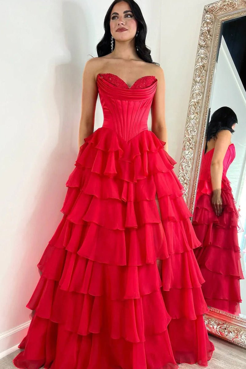 Strapless Satin A-Line Prom Dress