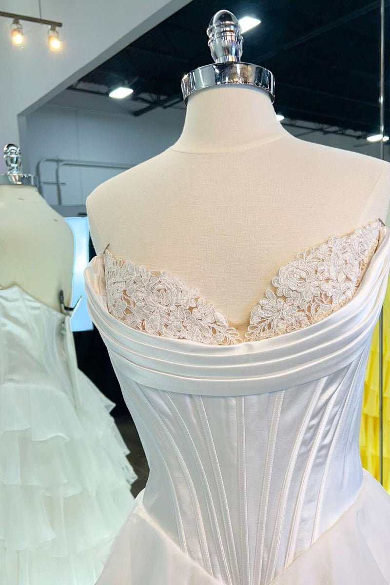 Strapless Chiffon Flowing Prom Dress