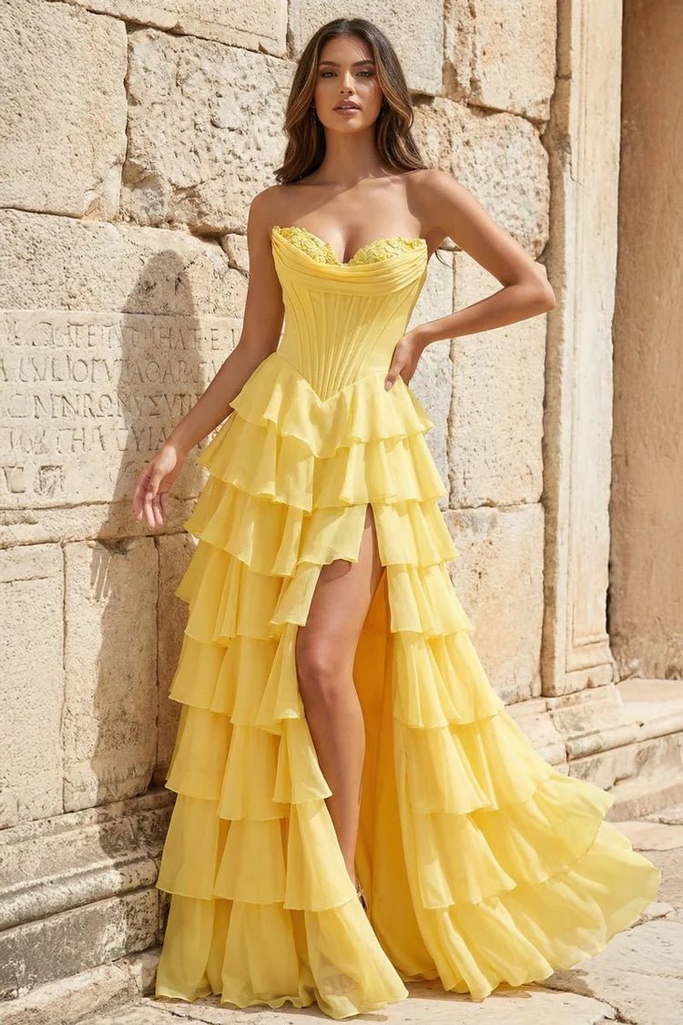 Strapless Satin A-Line Prom Dress