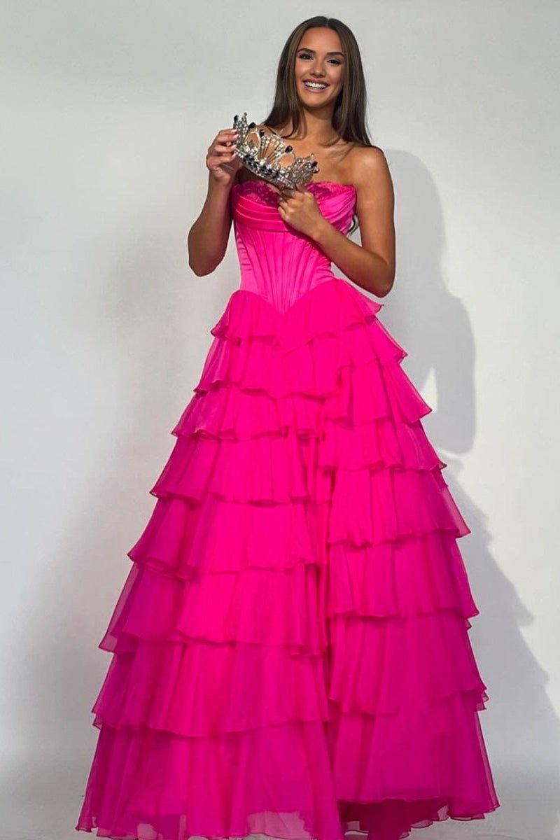 Strapless Satin A-Line Prom Dress