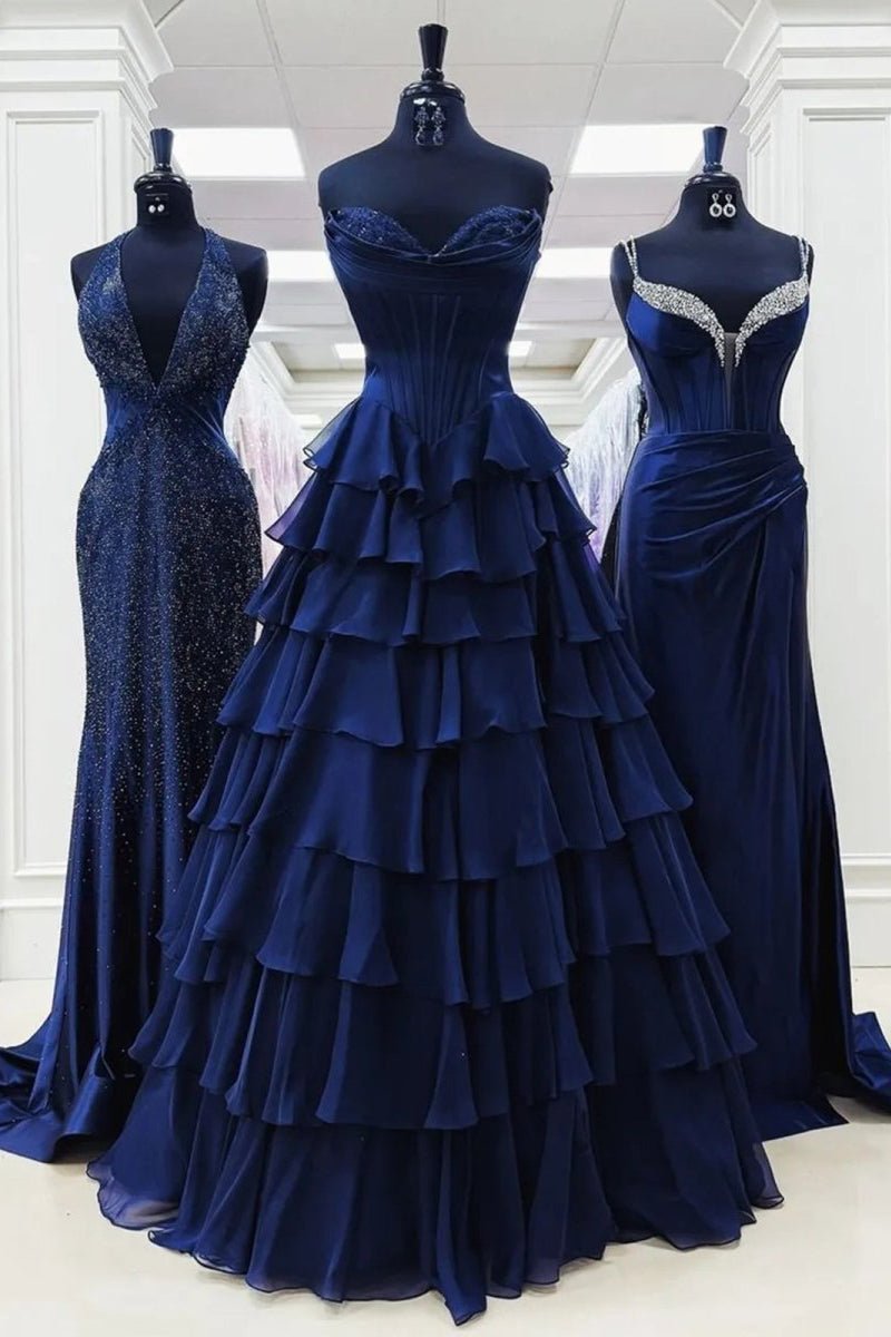 Strapless Satin A-Line Prom Dress