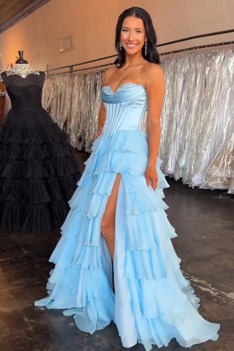 Strapless Satin A-Line Prom Dress
