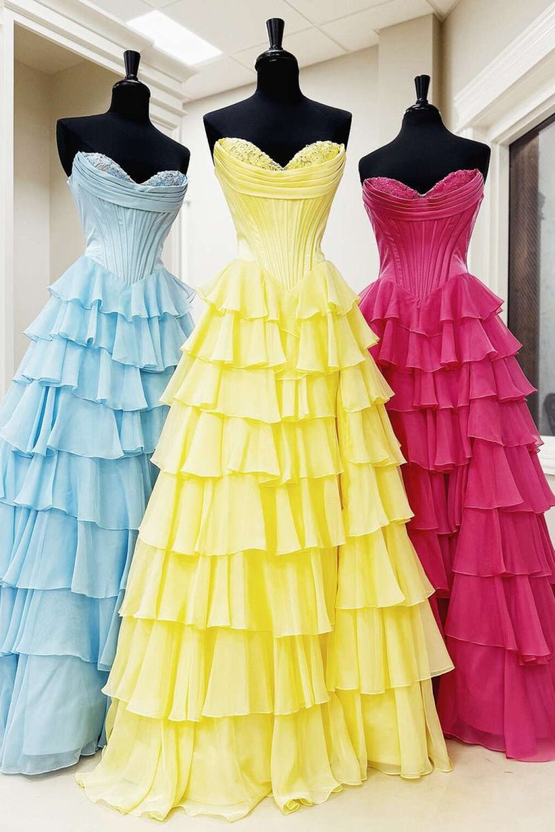 Strapless Satin A-Line Prom Dress