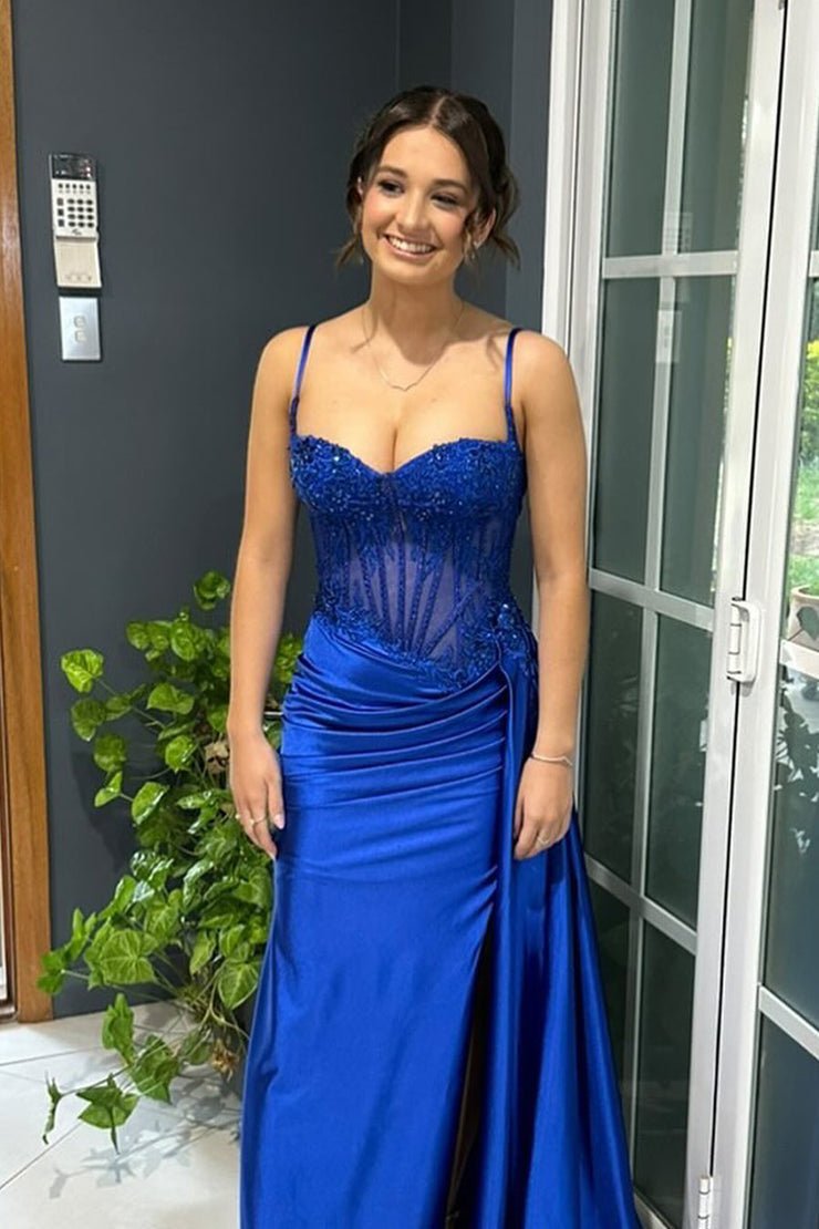 Spaghetti Strap Satin Mermaid Prom Dress