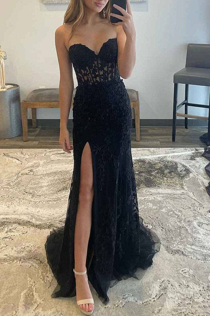 Strapless Satin Mermaid Prom Dress