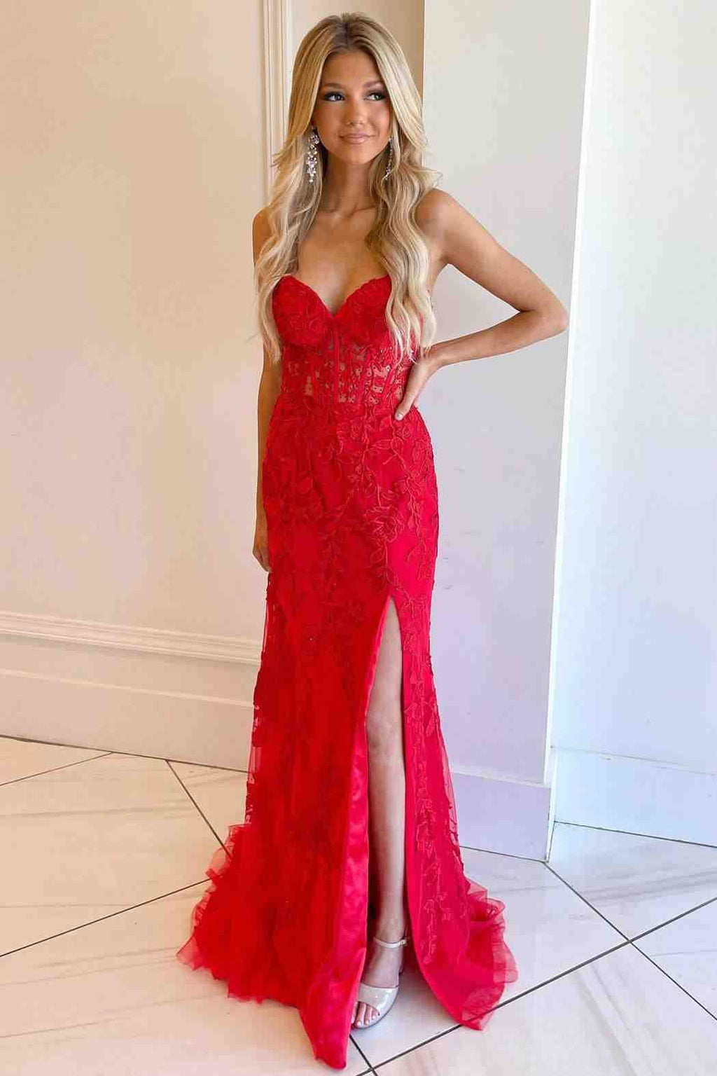 Strapless Satin Mermaid Prom Dress
