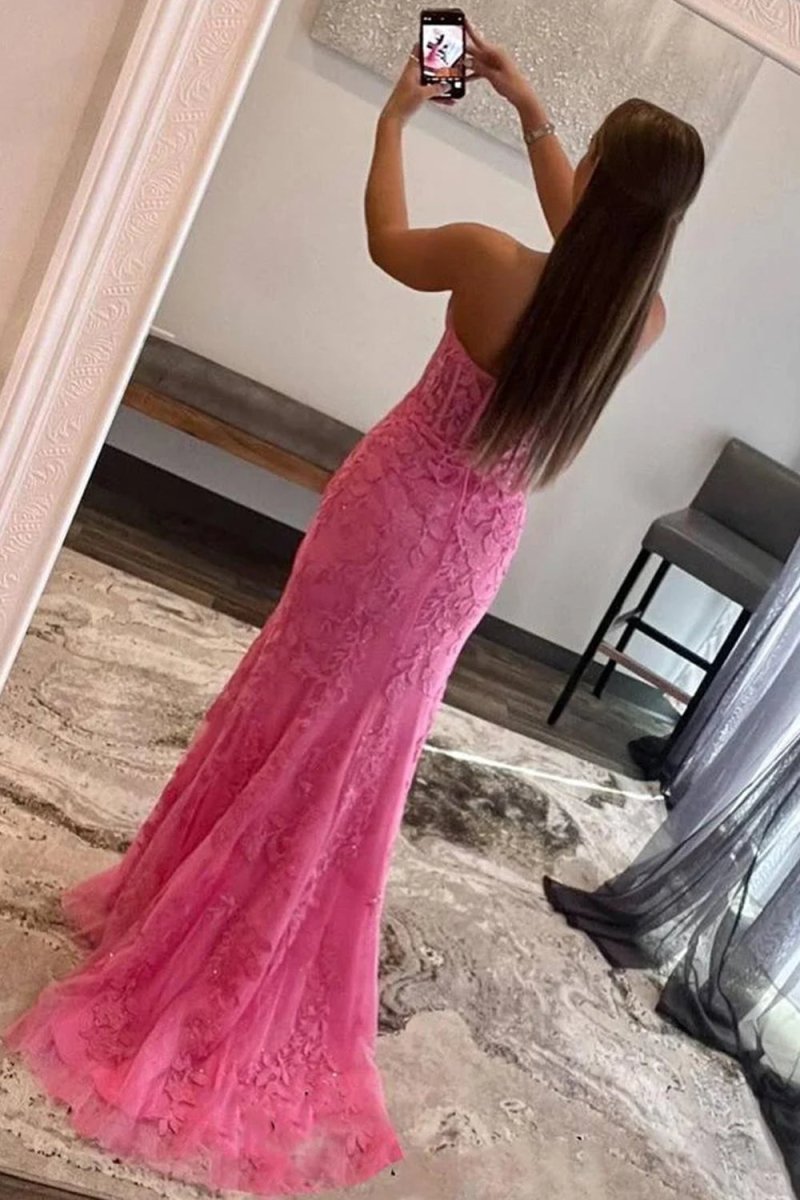 Strapless Satin Mermaid Prom Dress