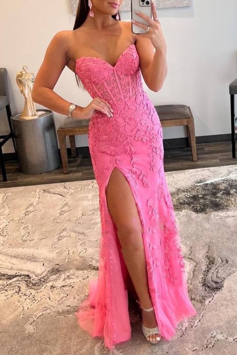 Strapless Satin Mermaid Prom Dress