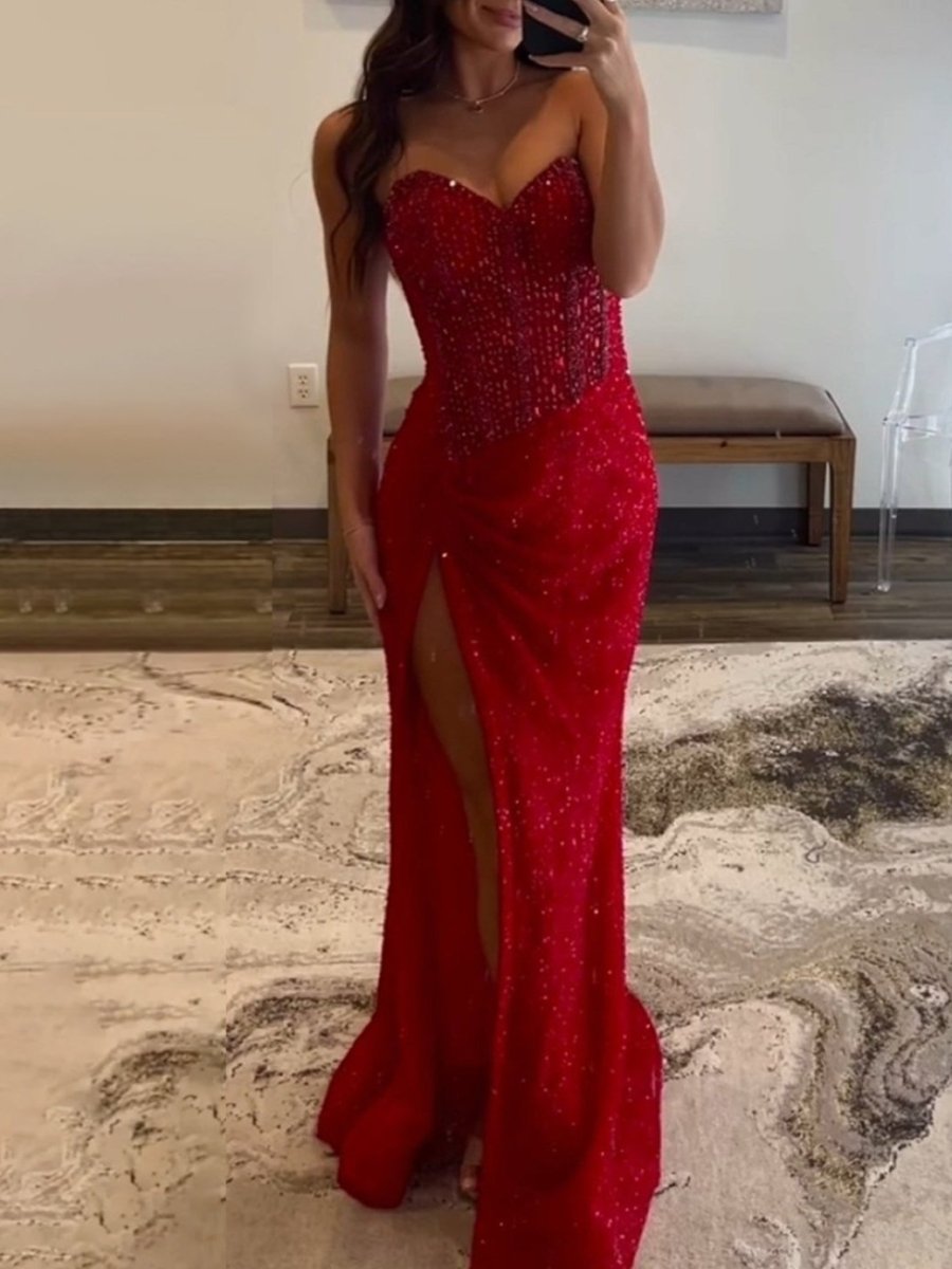 V-Neck Chiffon Mermaid Prom Dress