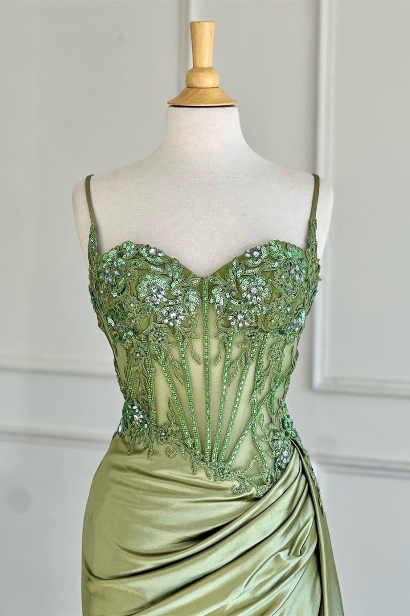 Spaghetti Strap Satin Mermaid Prom Dress