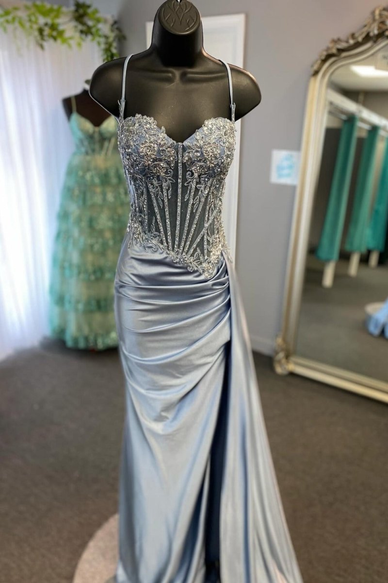 Spaghetti Strap Satin Mermaid Prom Dress