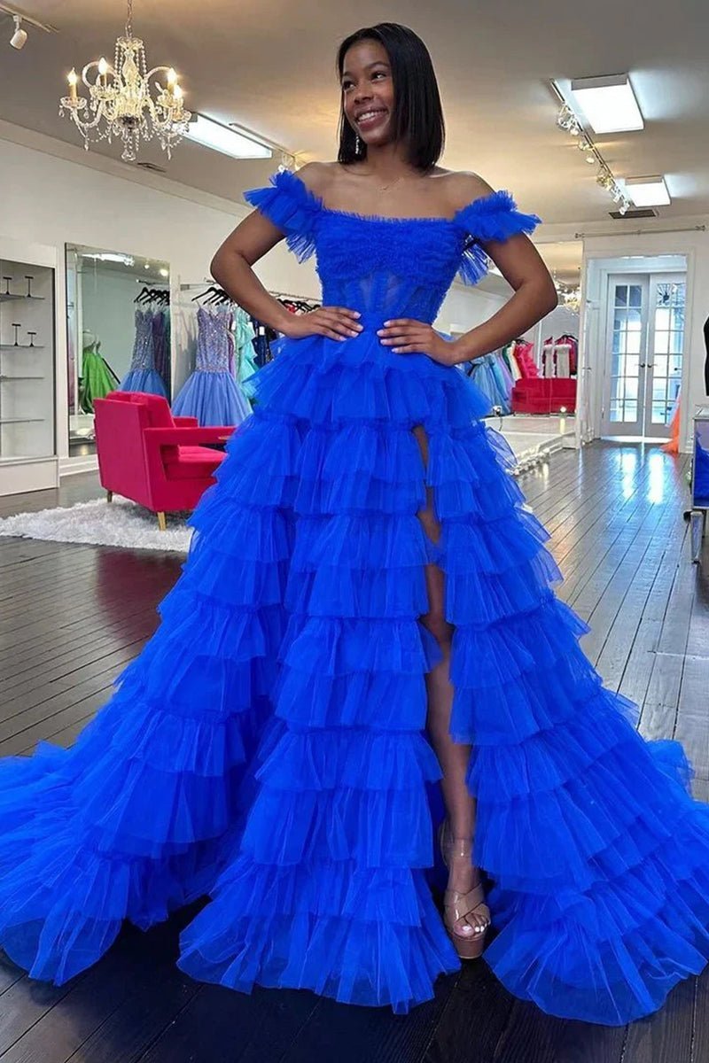 Off-Shoulder Chiffon Prom Dress