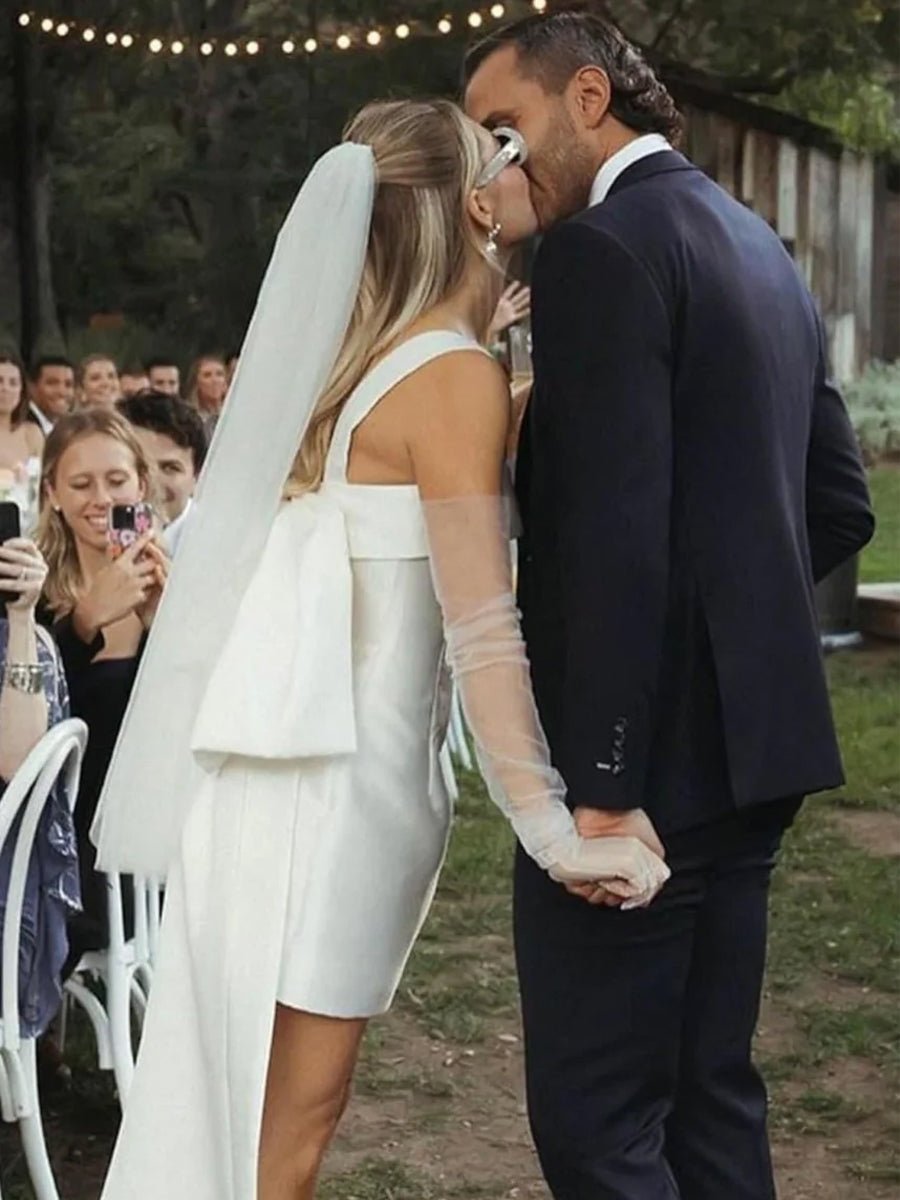 Off-Shoulder Satin Wedding Dress