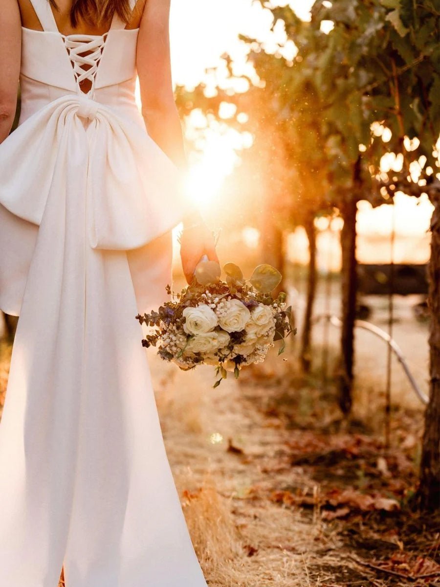Off-Shoulder Satin Wedding Dress