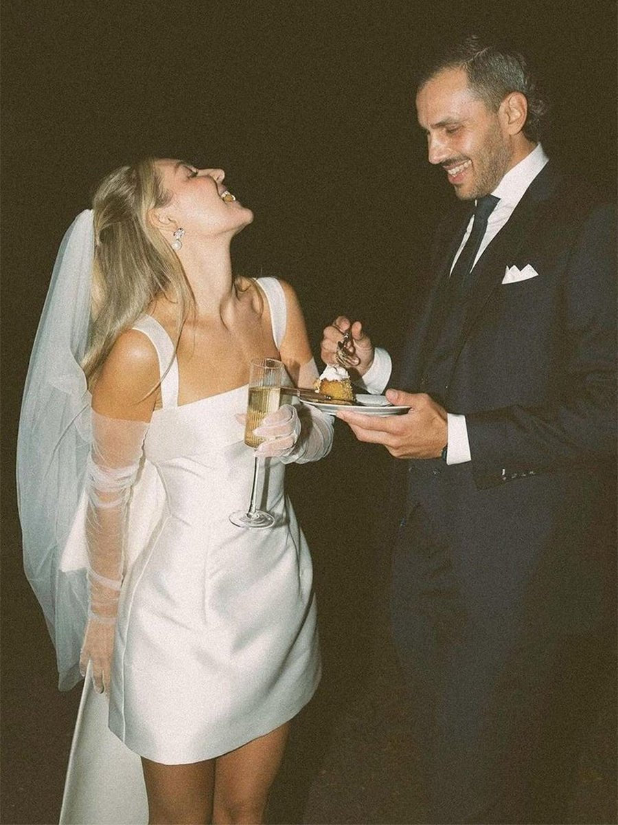 Off-Shoulder Satin Wedding Dress
