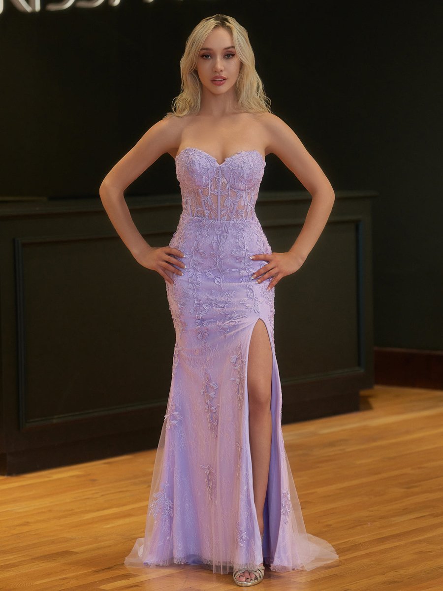 Strapless Satin Mermaid Prom Dress
