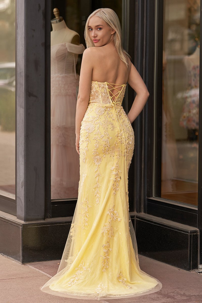 Strapless Satin Mermaid Prom Dress