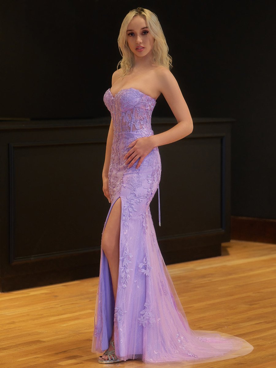 Strapless Satin Mermaid Prom Dress