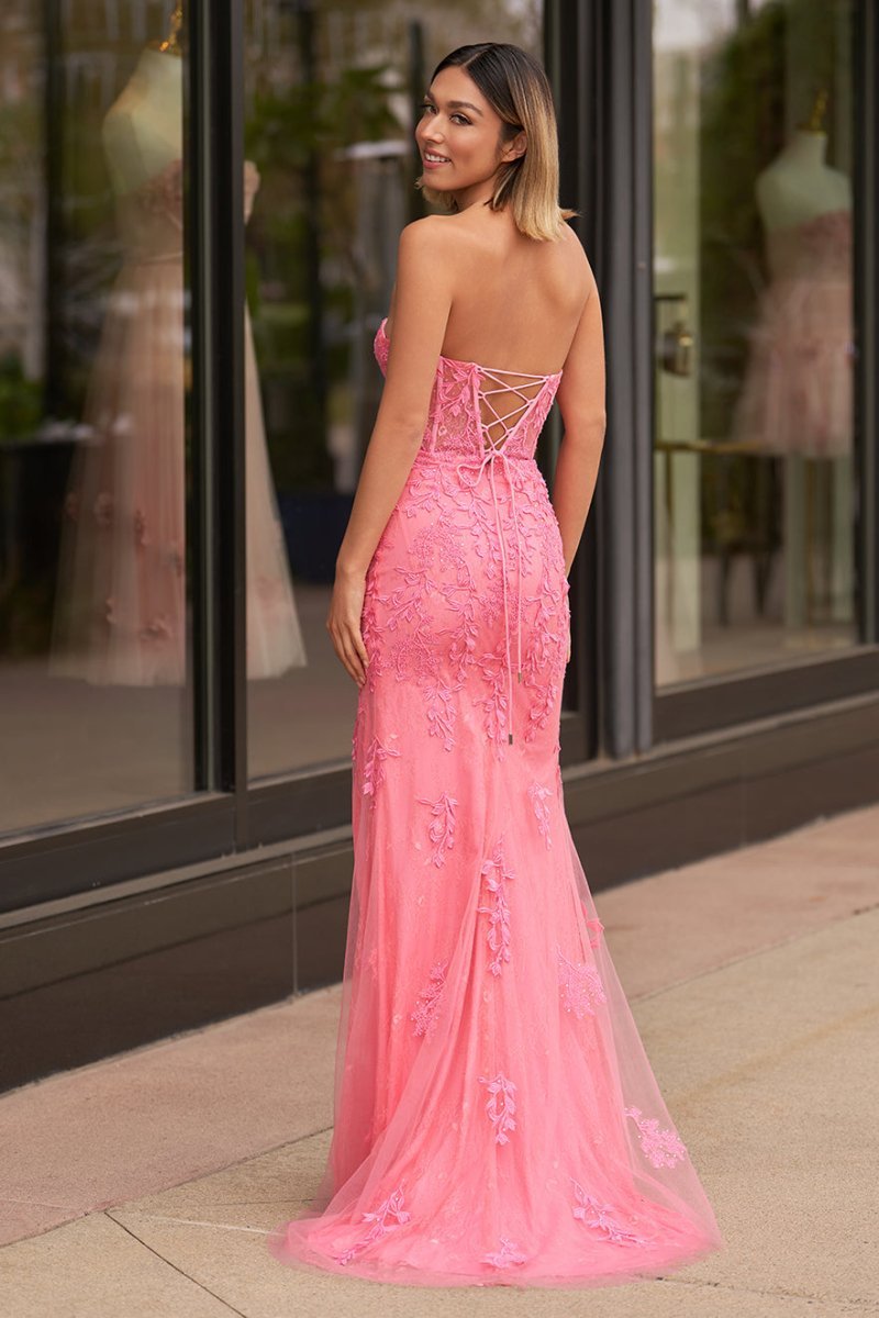 Strapless Satin Mermaid Prom Dress