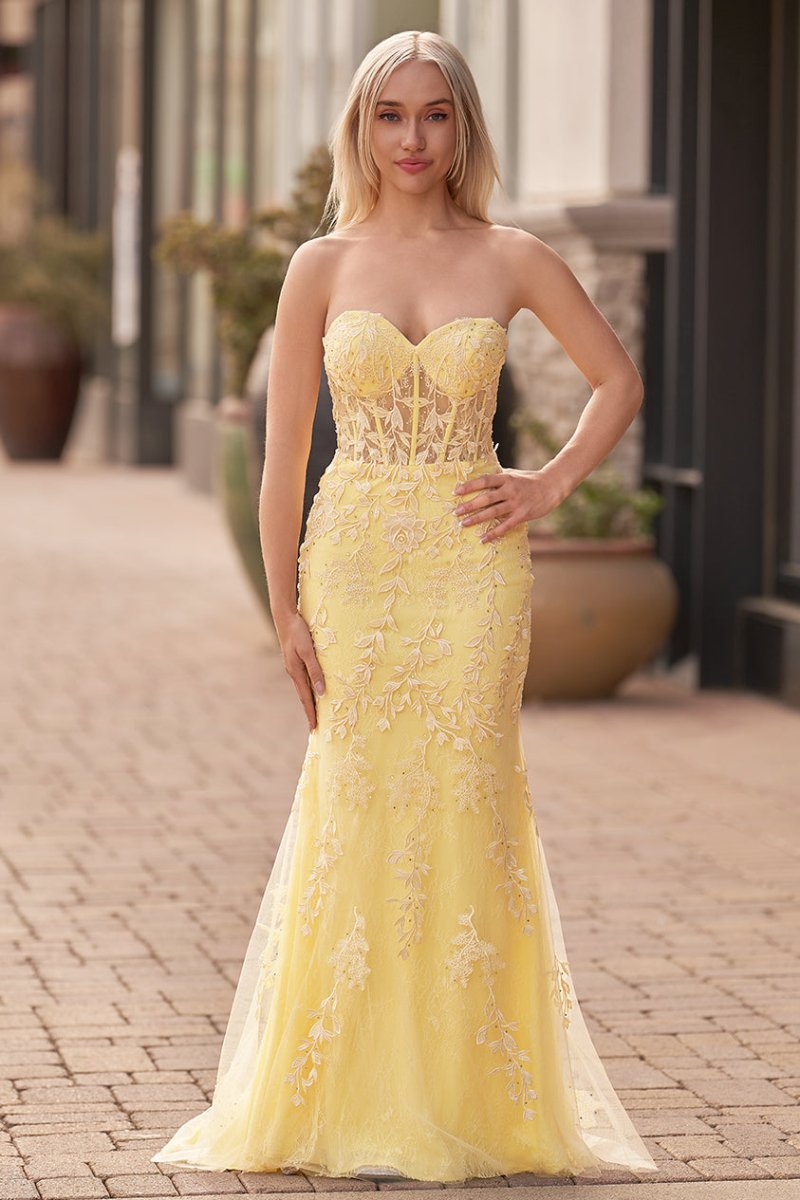Strapless Satin Mermaid Prom Dress