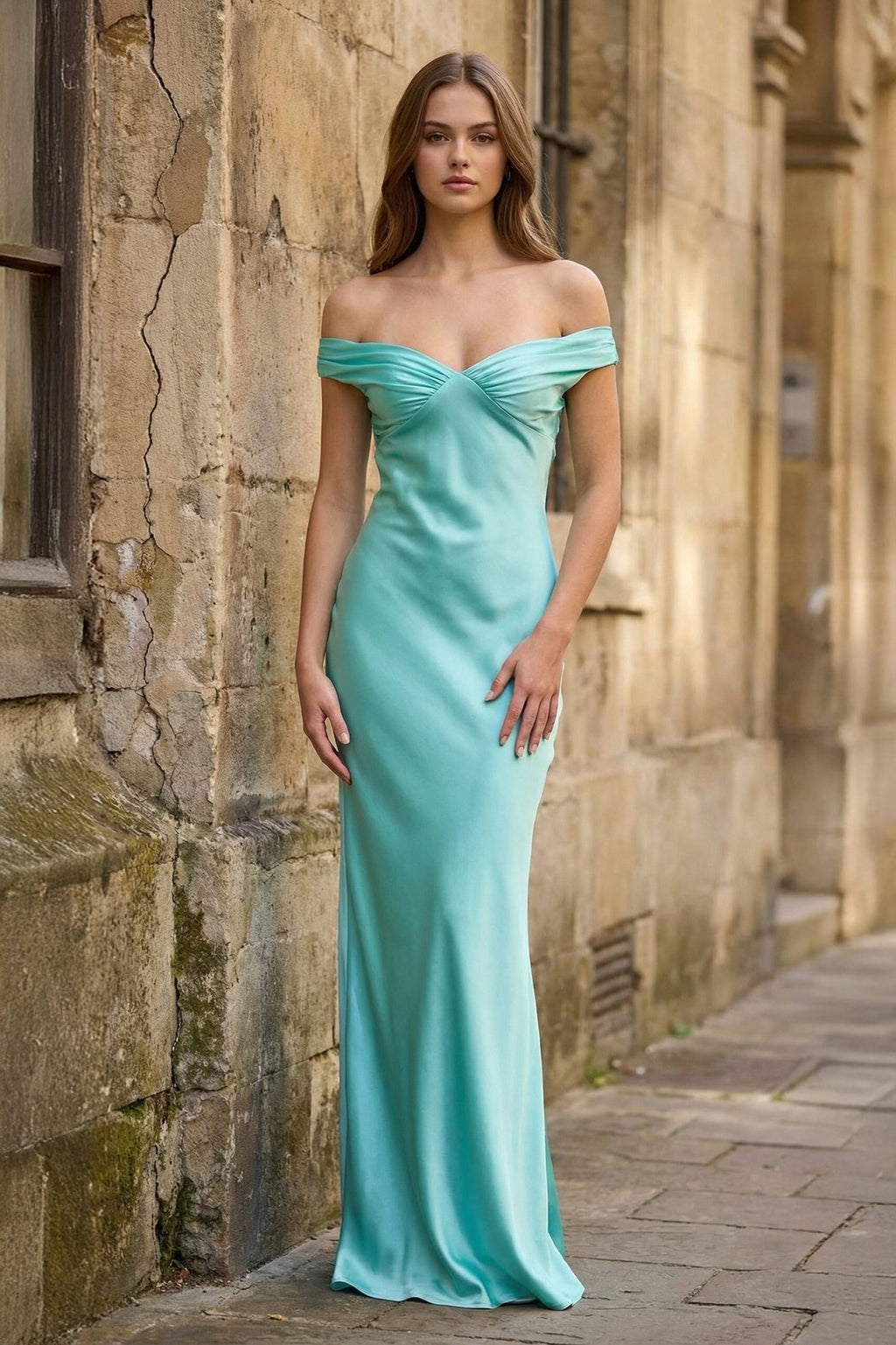 Off-Shoulder Satin Mermaid Prom Dress
