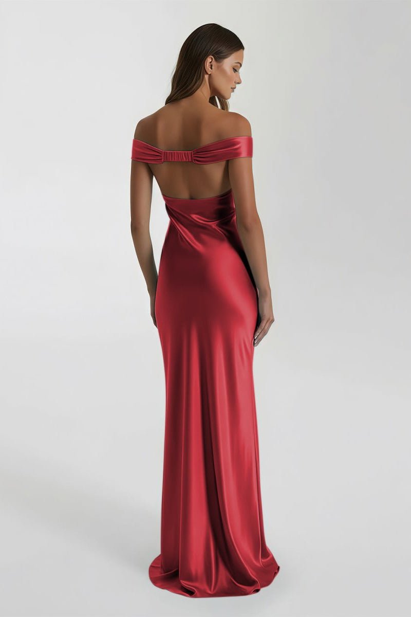 Off-Shoulder Satin Mermaid Prom Dress