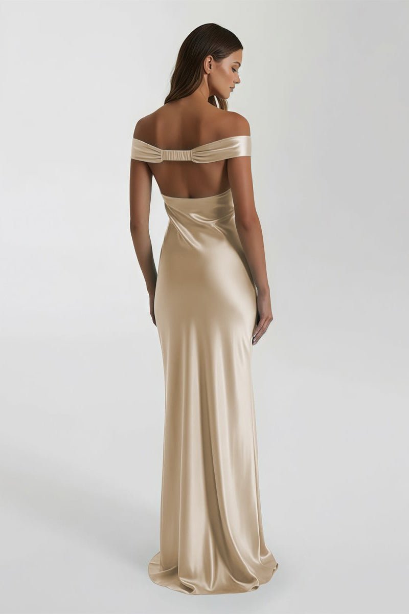 Off-Shoulder Satin Mermaid Prom Dress