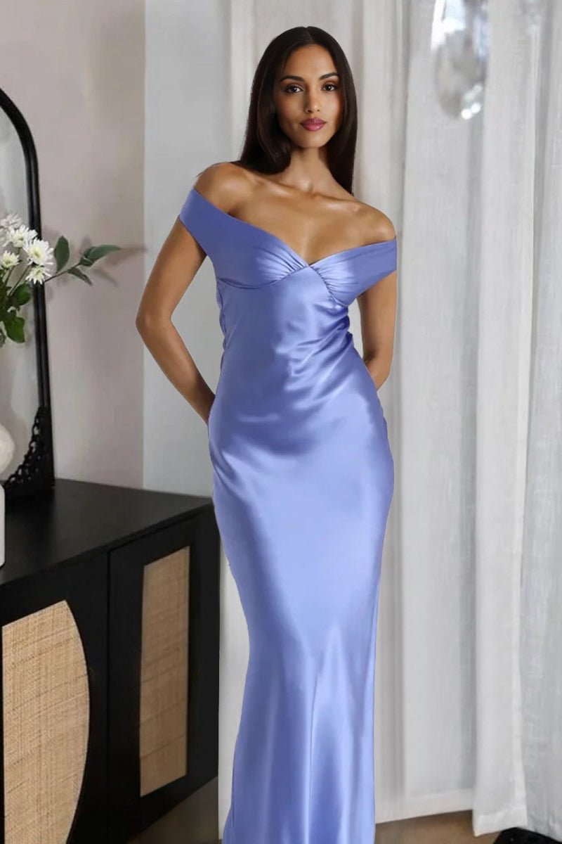 Off-Shoulder Satin Mermaid Prom Dress