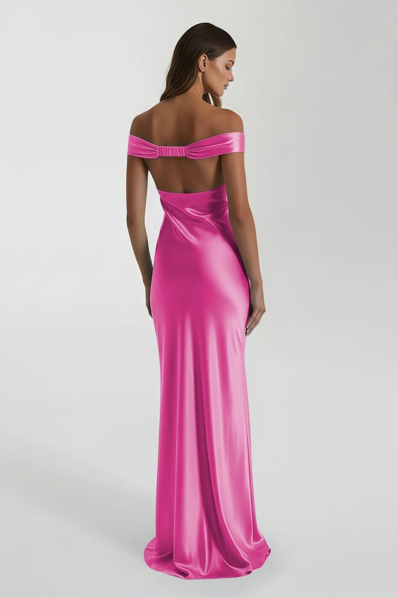 Off-Shoulder Satin Mermaid Prom Dress