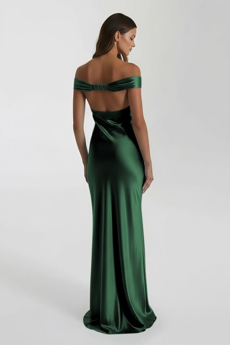Off-Shoulder Satin Mermaid Prom Dress
