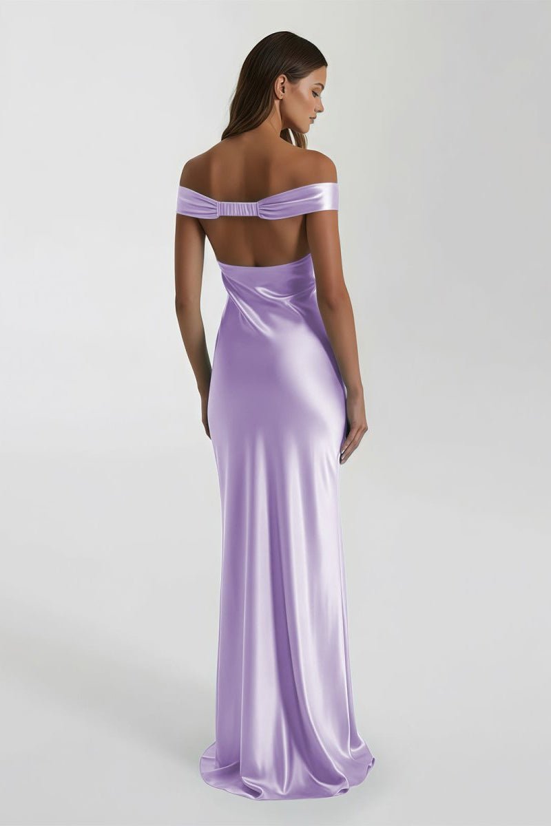 Off-Shoulder Satin Mermaid Prom Dress