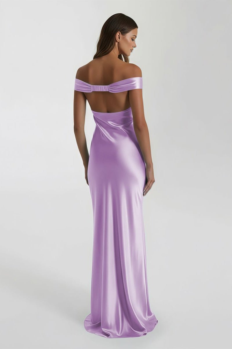 Off-Shoulder Satin Mermaid Prom Dress