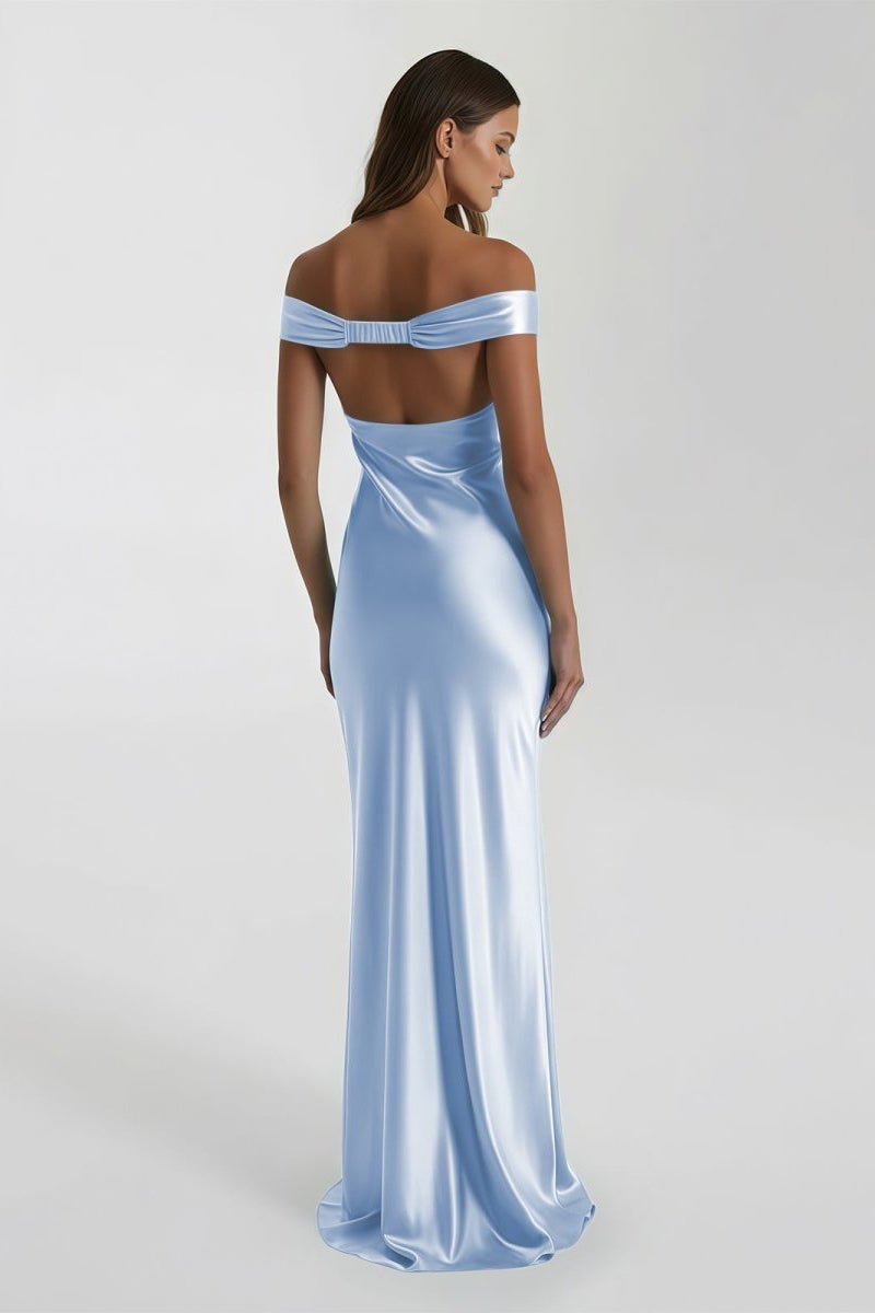 Off-Shoulder Satin Mermaid Prom Dress