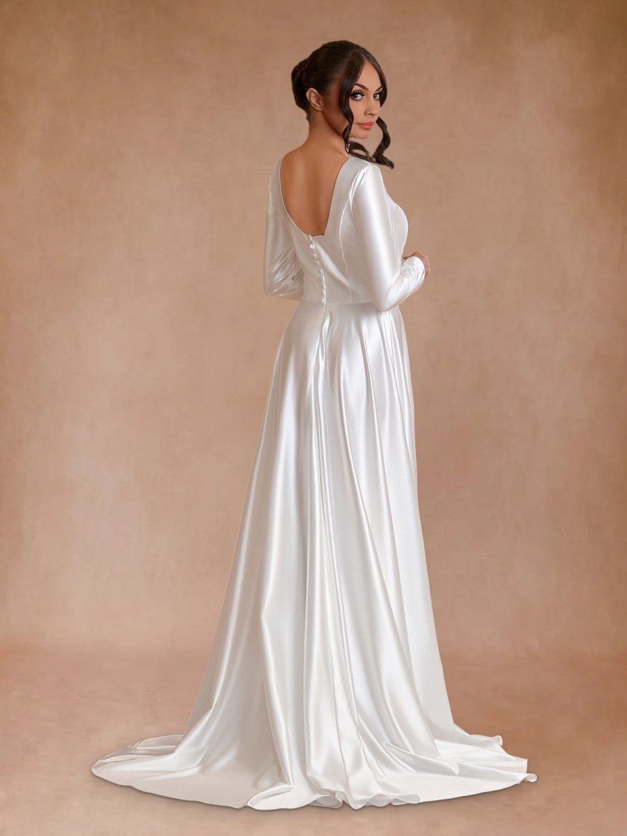 V-Neck Chiffon Wedding Dress